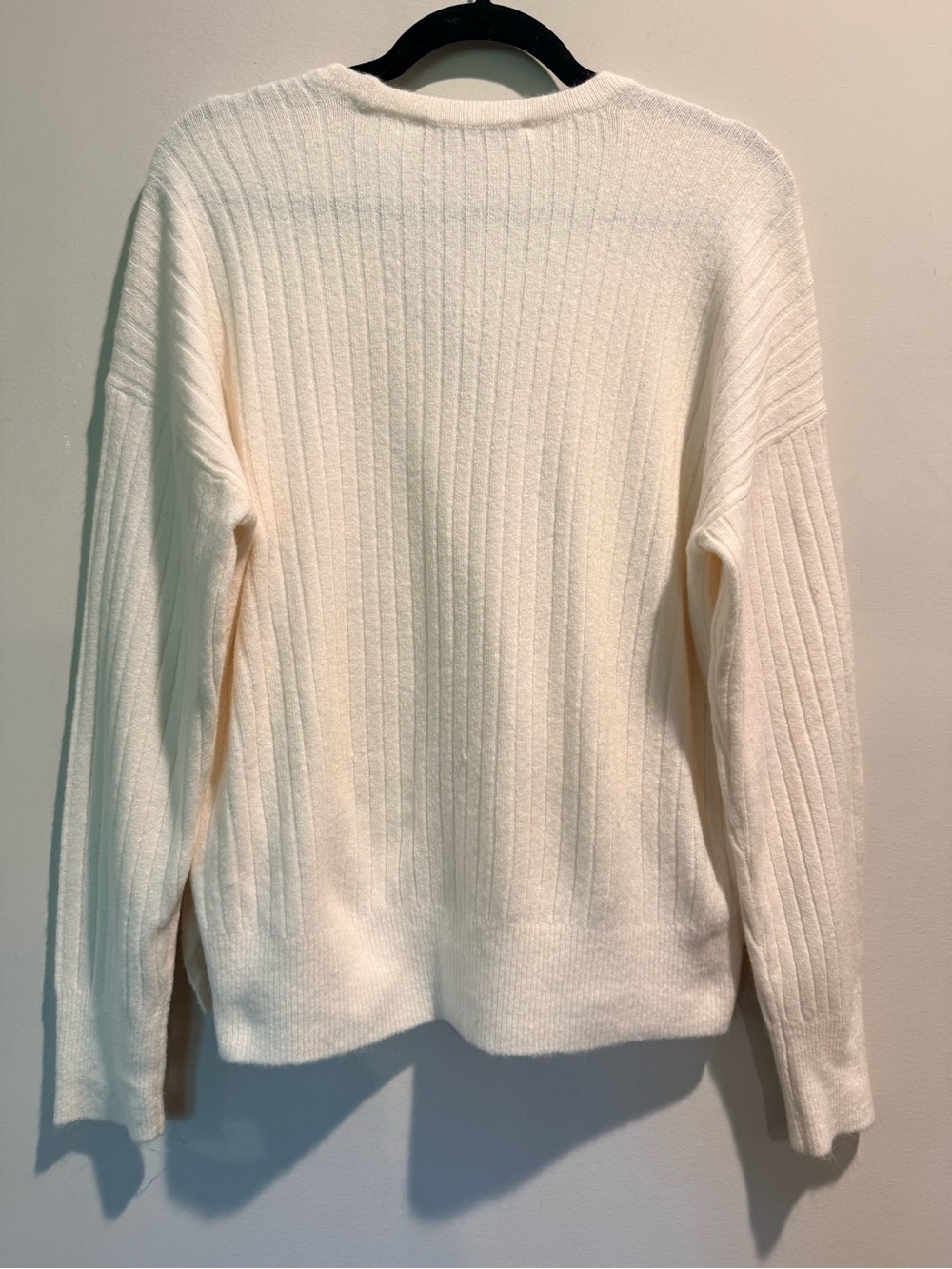NWT LOFT Ribbed Faux Wrap Side Tie Sweater Ivory Size Large - Picture 2 of 6